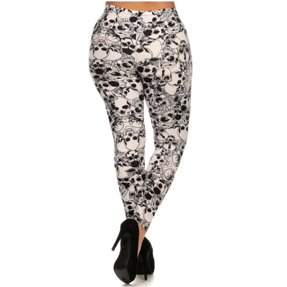 White Layers of Skulls Leggings - Picture 3 of 5